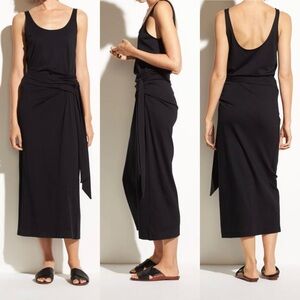 VINCE - Women’s Small - Sleeveless Wrap Tank Dress in Black -100% Pima Cotton